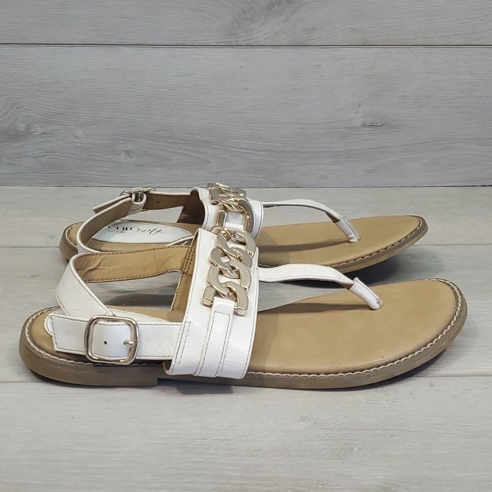 Euro By Sofft Womens Ankle Leather Strap Sandals Flats shoes sz 9M